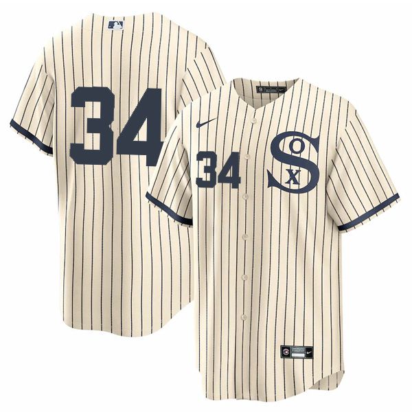 Men Chicago White Sox 34 No Name Cream stripe Dream version Game Nike 2021 MLB Jerseys